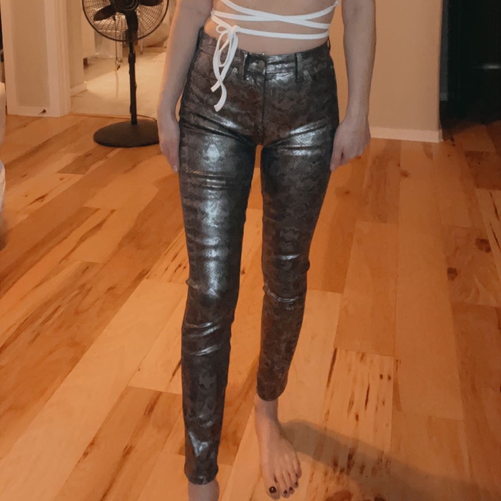 Seven for all mankind coated denim snake jeans